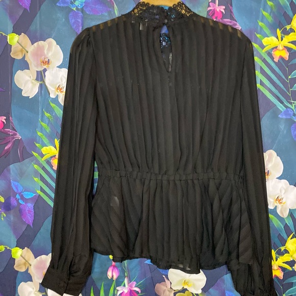 YOU NEED THIS! Sheer/Lace Black Peplum Blouse - Picture 2 of 3